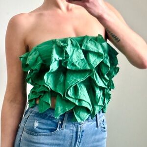 Anthropologie green tube top size s